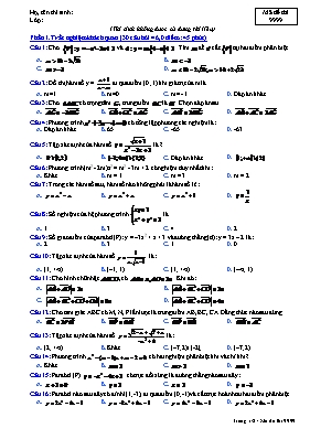 Đề thi học kì môn Toán 10 - Mã đề thi 9999